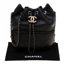 Pre Owned Chanel Black Quilted Leather Small Gabrielle Bucket Bag