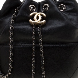 Pre Owned Chanel Black Quilted Leather Small Gabrielle Bucket Bag