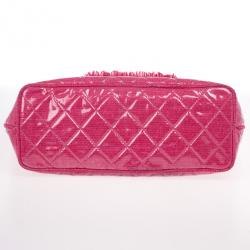 Pre Owned Chanel Fuchsia Tweed and Quilted Vinyl CC Logo Tote Bag