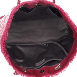 Pre Owned Chanel Fuchsia Tweed and Quilted Vinyl CC Logo Tote Bag