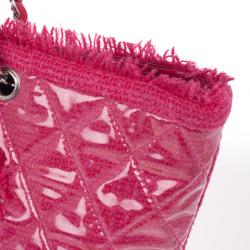 Pre Owned Chanel Fuchsia Tweed and Quilted Vinyl CC Logo Tote Bag