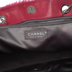 Pre Owned Chanel Fuchsia Tweed and Quilted Vinyl CC Logo Tote Bag
