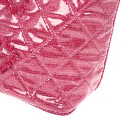 Pre Owned Chanel Fuchsia Tweed and Quilted Vinyl CC Logo Tote Bag