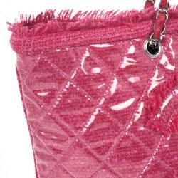 Pre Owned Chanel Fuchsia Tweed and Quilted Vinyl CC Logo Tote Bag