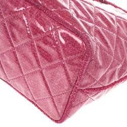 Pre Owned Chanel Fuchsia Tweed and Quilted Vinyl CC Logo Tote Bag