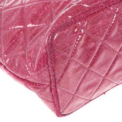 Pre Owned Chanel Fuchsia Tweed and Quilted Vinyl CC Logo Tote Bag