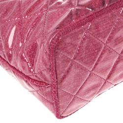 Pre Owned Chanel Fuchsia Tweed and Quilted Vinyl CC Logo Tote Bag