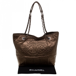 Pre Owned Chanel Bronze Leather Shopping in Moscow Tote