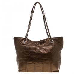 Pre Owned Chanel Bronze Leather Shopping in Moscow Tote