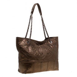 Pre Owned Chanel Bronze Leather Shopping in Moscow Tote
