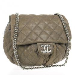 Pre Owned Chanel Olive Green Quilted Bubble Bag