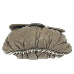 Pre Owned Chanel Olive Green Quilted Bubble Bag