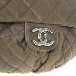 Pre Owned Chanel Olive Green Quilted Bubble Bag