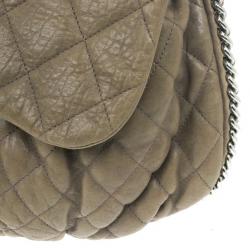 Pre Owned Chanel Olive Green Quilted Bubble Bag