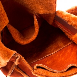 Pre Owned Chanel Orange Suede and Mouton Fur Reissue Shoulder Bag