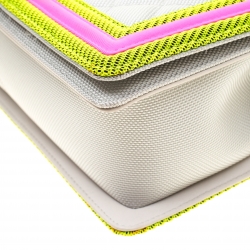 Pre Owned Chanel Tri Color Nylon and Leather Medium Limited Edition Boy Fluo Flap Shoulder Bag