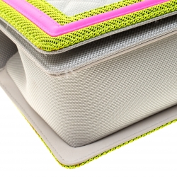 Pre Owned Chanel Tri Color Nylon and Leather Medium Limited Edition Boy Fluo Flap Shoulder Bag