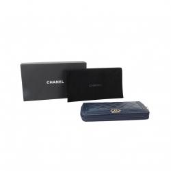 Pre Owned محفظة شانيل جلد خروف أزرق كحلي