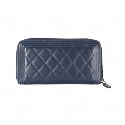 Pre Owned محفظة شانيل جلد خروف أزرق كحلي