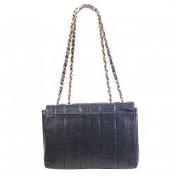 Pre Owned Chanel Navy Blue Caviar Leather Vintage Flap Bag