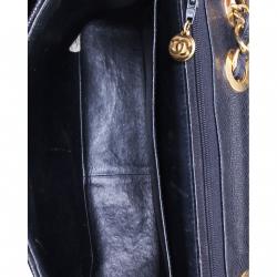 Pre Owned Chanel Navy Blue Caviar Leather Vintage Flap Bag