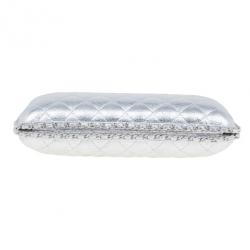 Pre Owned Chanel Silver Lambskin Small Chain Around Clutch