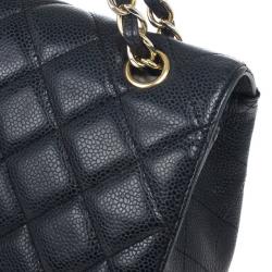 Pre Owned Chanel Black Caviar Jumbo Classic Flap Bag