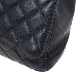 Pre Owned Chanel Black Caviar Jumbo Classic Flap Bag
