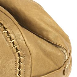 Pre Owned Chanel Luxe Ligne Beige Leather Chain Trim Large Bowler Boston Duffle Bag