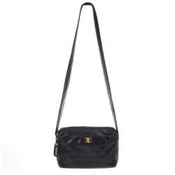 Pre Owned Chanel Black Quilted Camera Messenger Bag