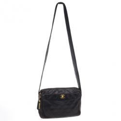 Pre Owned Chanel Black Quilted Camera Messenger Bag