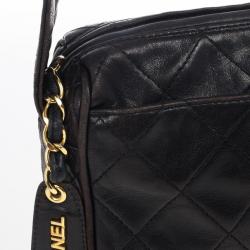 Pre Owned Chanel Black Quilted Camera Messenger Bag