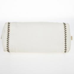 Pre Owned Chanel White Leather Chain Trim Luxe Ligne Bowler Boston Duffle Bag