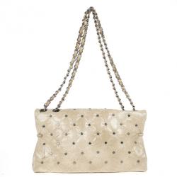 مملوكة مسبقًا Chanel Beige Calfskin Glazed Crackled Studded Mademoiselle Flap bag