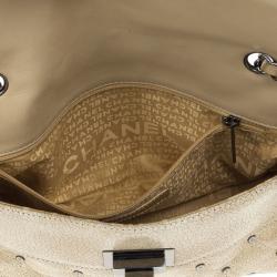 مملوكة مسبقًا Chanel Beige Calfskin Glazed Crackled Studded Mademoiselle Flap bag