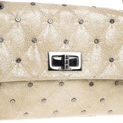 مملوكة مسبقًا Chanel Beige Calfskin Glazed Crackled Studded Mademoiselle Flap bag