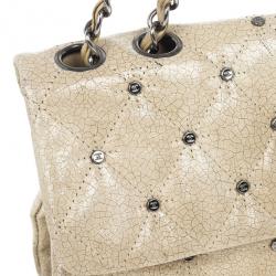 مملوكة مسبقًا Chanel Beige Calfskin Glazed Crackled Studded Mademoiselle Flap bag
