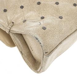 مملوكة مسبقًا Chanel Beige Calfskin Glazed Crackled Studded Mademoiselle Flap bag