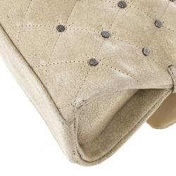 مملوكة مسبقًا Chanel Beige Calfskin Glazed Crackled Studded Mademoiselle Flap bag