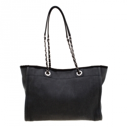 Pre Owned Chanel Grey Fabric Medium Deauville Tote