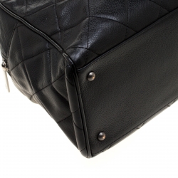Pre Owned Chanel Black Quilted Leather Enamel Boston Bag