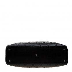 Pre Owned Chanel Black Quilted Leather Enamel Boston Bag
