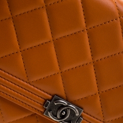 مملوكة مسبقًا Chanel Orange Quilted Leather Boy WOC Bag