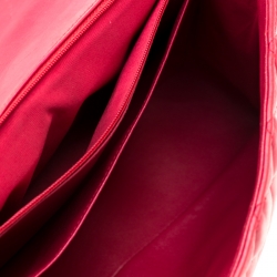 Pre Owned Chanel Red Quilted Leather Jumbo Classic Single Flap Bag