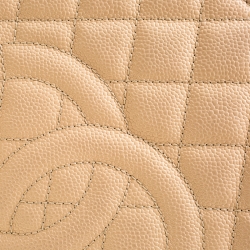 Pre Owned Chanel Beige Quilted Caviar Leather Grand Shopping Tote