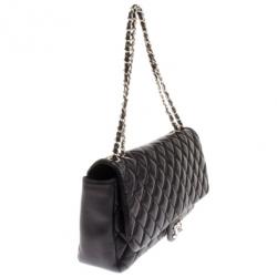 Pre Owned Chanel Black Lambskin Quilted Coco Rain Flap Bag
