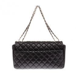 Pre Owned Chanel Black Lambskin Quilted Coco Rain Flap Bag