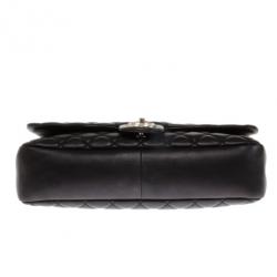 Pre Owned Chanel Black Lambskin Quilted Coco Rain Flap Bag
