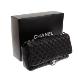 Pre Owned Chanel Black Lambskin Quilted Coco Rain Flap Bag