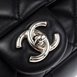 Pre Owned Chanel Black Lambskin Quilted Coco Rain Flap Bag